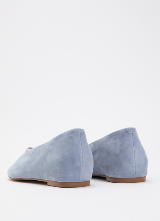 Dune London Highcut ballerina van leer - achterkant 2 lichtblauw