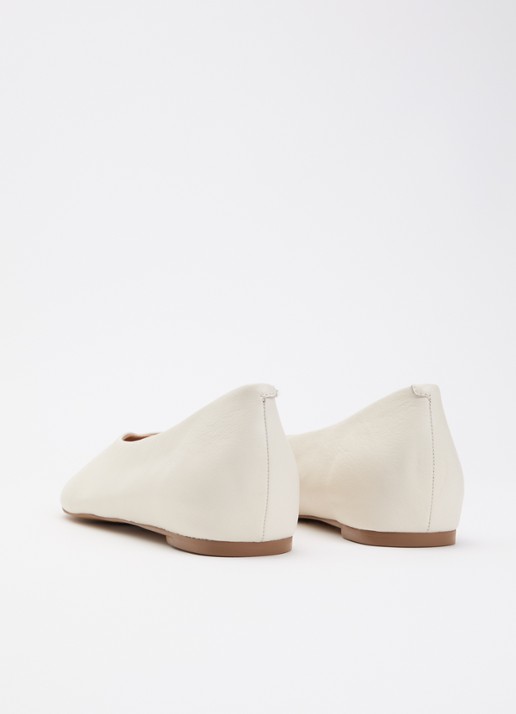 Dune London Highcut ballerina van leer - achterkant 5 creme