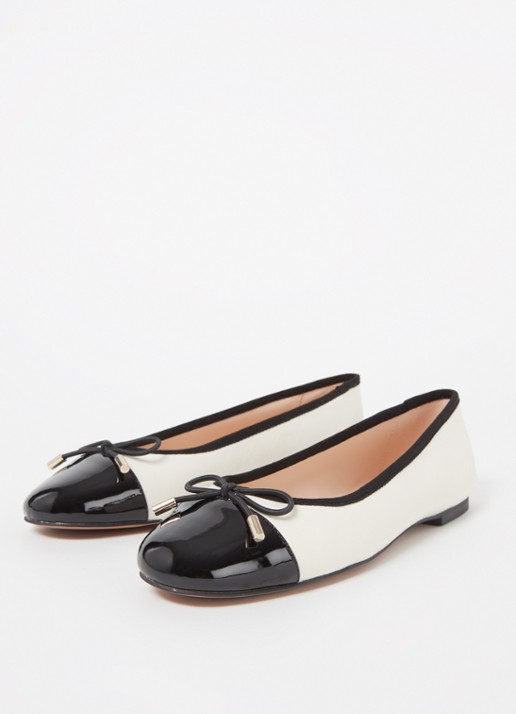 Dune London Highest ballerina met lakleren details - detail 2 gebroken wit