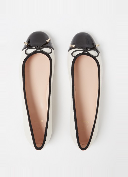 Dune London Highest ballerina met lakleren details - detail 3 gebroken wit