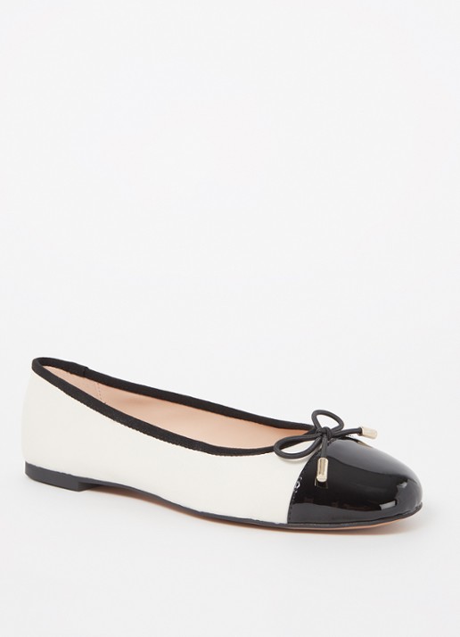 Dune London Highest ballerina met lakleren details - voorkant gebroken wit