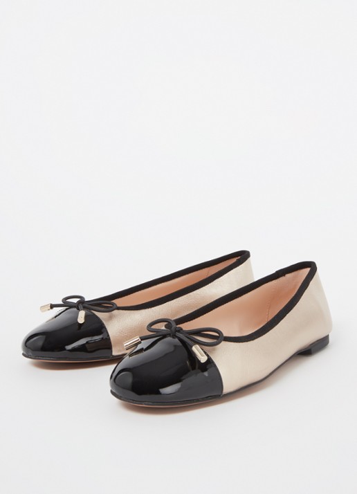 Dune London Highest ballerina met lakleren details - detail 2 goud