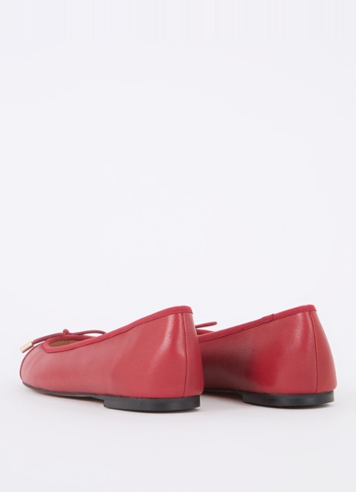 Dune London Highest ballerina met lakleren details - achterkant rood