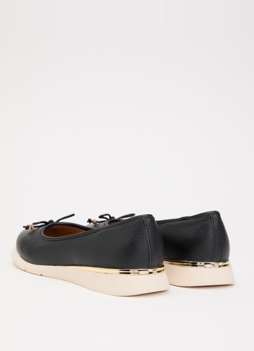 Dune London Highline ballerina van leer met metallic finish - achterkant 5 zwart