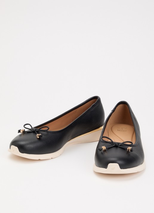 Dune London Highline ballerina van leer met metallic finish - detail 2 zwart