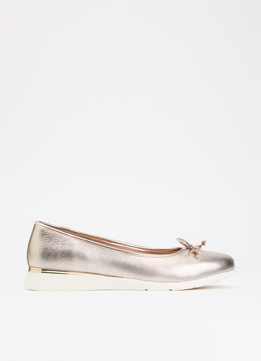 Dune London Highline ballerina van leer met metallic finish