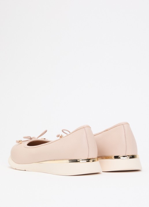 Dune London Highline ballerina van leer met metallic finish - achterkant 2 oudroze