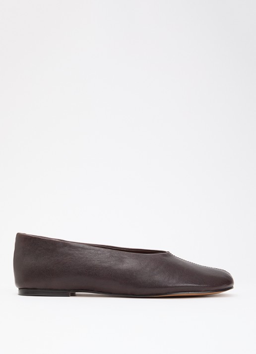 Dune London Highway ballerina van leer - voorkant beige