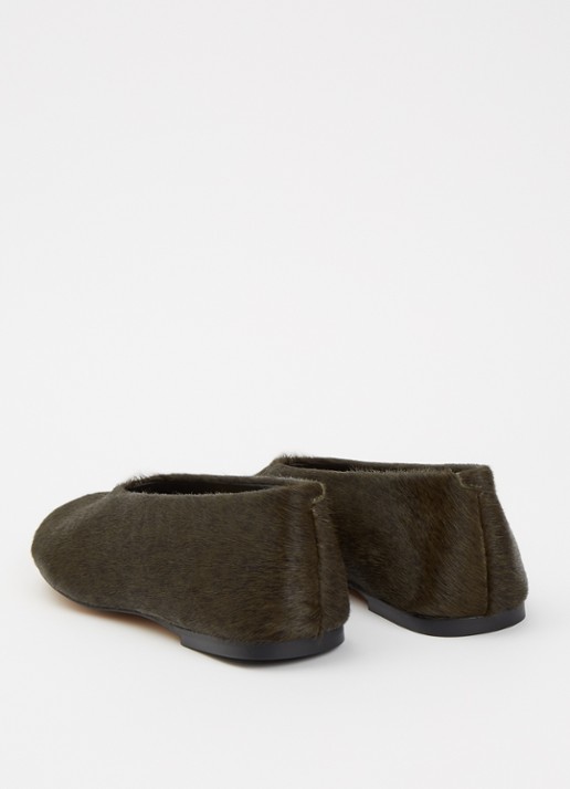 Dune London Highway ballerina van leer - achterkant 4 bronsgroen