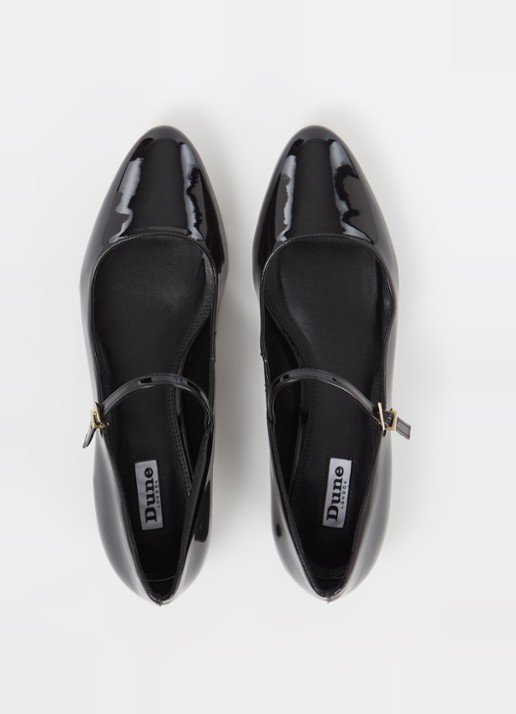 Dune London Hipplie ballerina met lakfinish - detail 3 zwart