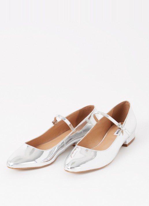 Dune London Hipplie ballerina met lakfinish - detail zilver