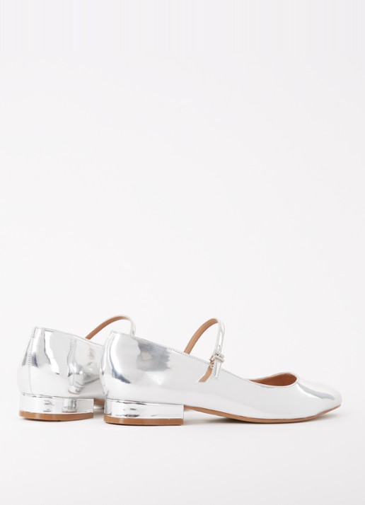 Dune London Hipplie ballerina met lakfinish - detail 2 zilver