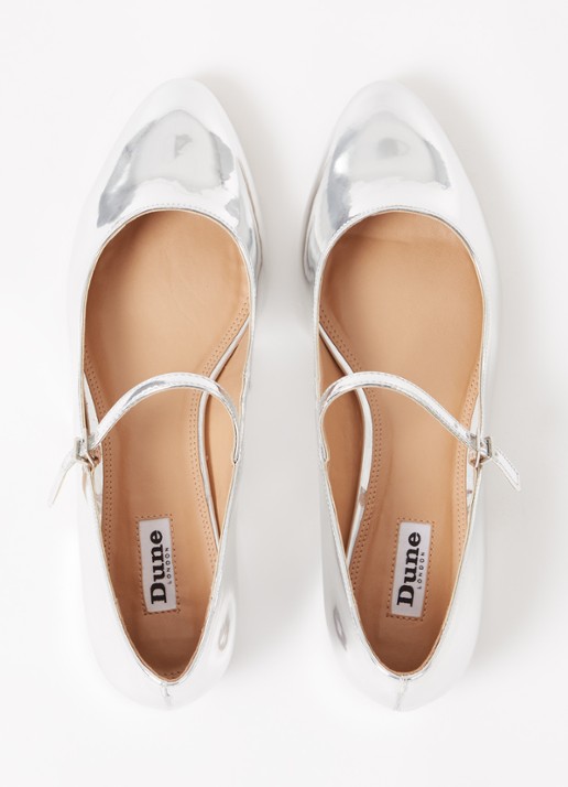 Dune London Hipplie ballerina met lakfinish - detail 3 zilver