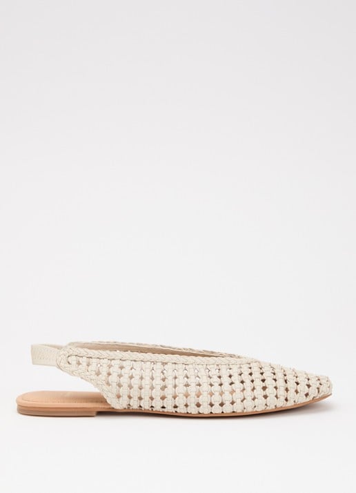 Dune London Hollianne slingback van leer - voorkant 5 gebroken wit