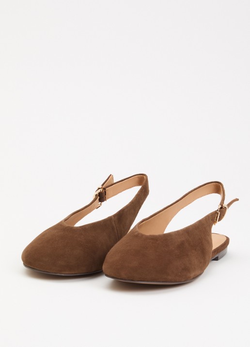 Dune London Honora slingback van leer - detail 2 chocoladebruin