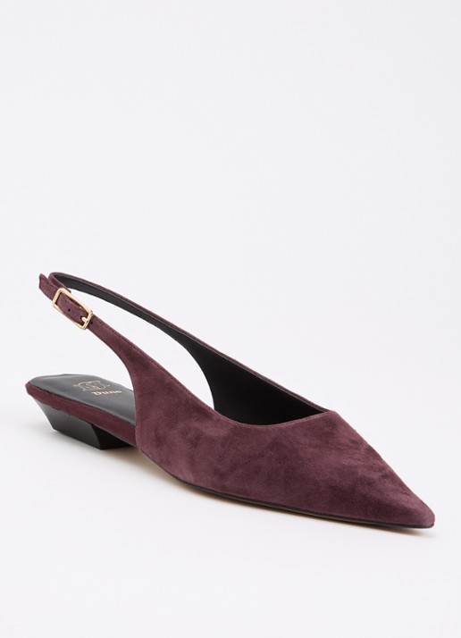 Dune London Hostess slingback van leer - voorkant aubergine
