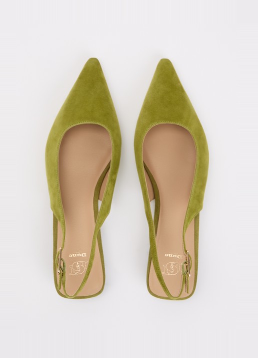 Dune London Hostess slingback van leer - detail 3 mosgroen