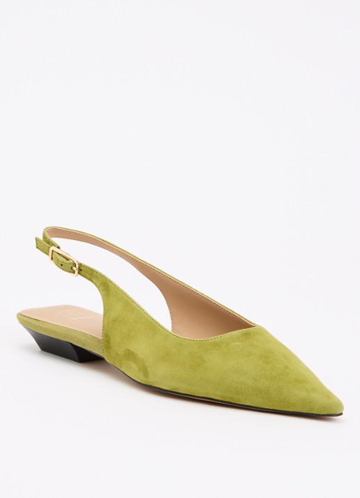 Dune London Hostess slingback van leer - voorkant 5 mosgroen