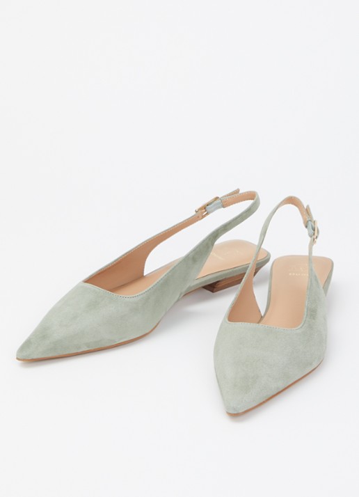 Dune London Hostess slingback van leer - detail 2 olijfgroen