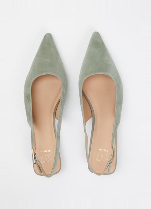 Dune London Hostess slingback van leer - detail 3 olijfgroen