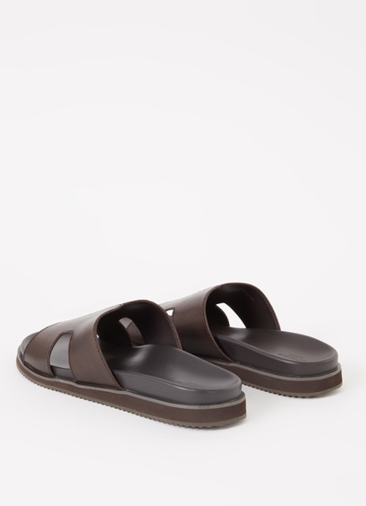 Dune London Insight slipper van leer - achterkant 4 donkerbruin