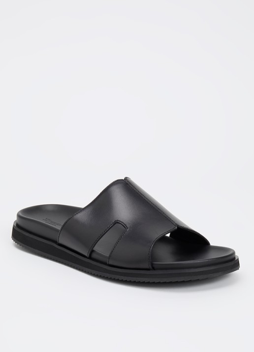 Dune London Insight slipper van leer - voorkant 2 zwart