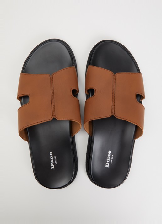 Dune London Ishaa slipper van leer  - detail 4 bruin