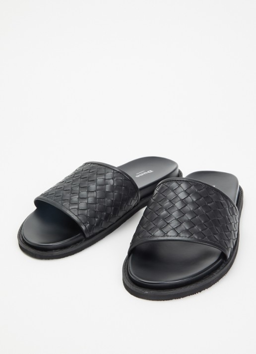 Dune London Ivar slipper van leer - detail 2 zwart