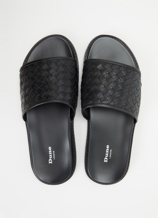 Dune London Ivar slipper van leer - detail 3 zwart