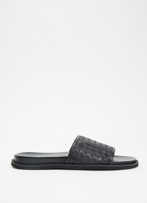 Dune London Ivar slipper van leer - voorkant 5 zwart