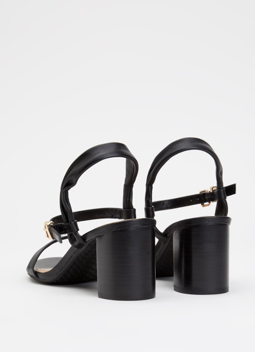 Dune London Jaliz sandalette van leer - achterkant 2 zwart