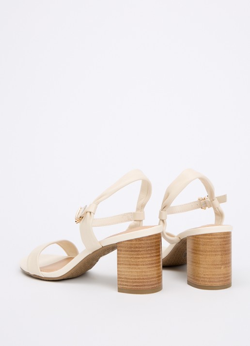 Dune London Jaliz sandalette van leer - achterkant 5 creme