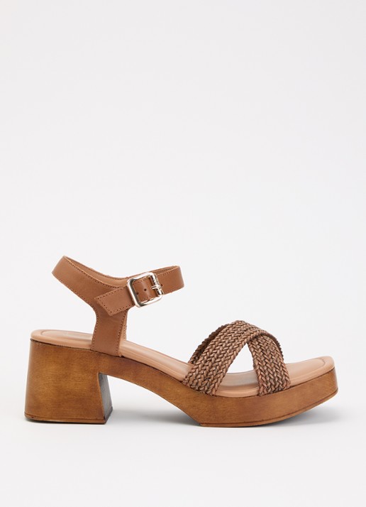 Dune London Janko sandalette van leer met gevlochten details