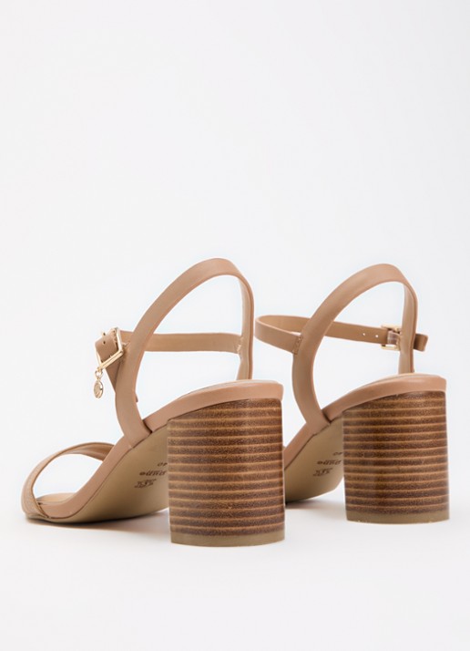 Dune London Jaycie sandalette van leer - achterkant 2 lichtbruin