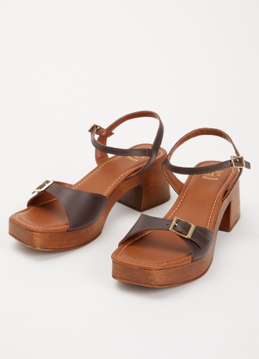 Dune London Jeane sandalette van leer - detail donkerbruin