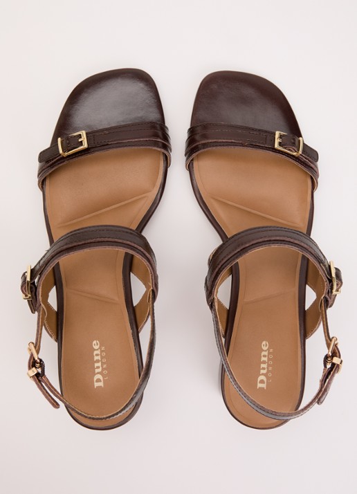 Dune London Jiving sandalette van leer - detail 2 donkerbruin