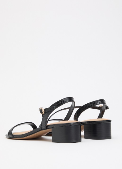 Dune London Jolene sandalette van leer met crocostructuur - achterkant 5 zwart