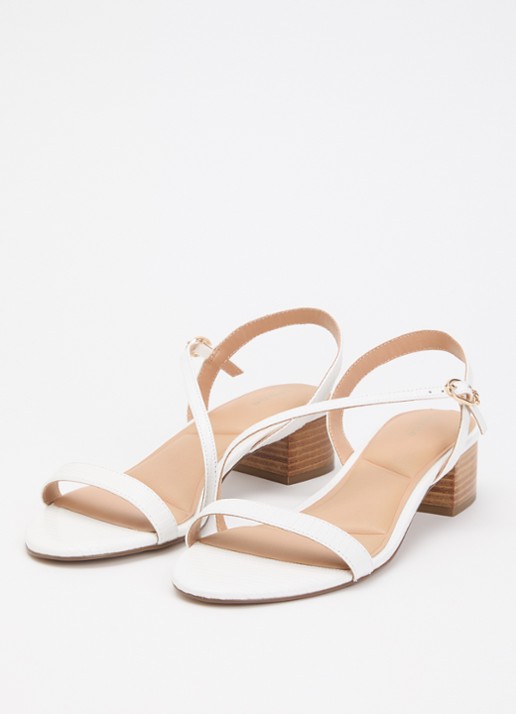 Dune London Jolene sandalette van leer met crocostructuur - detail gebroken wit