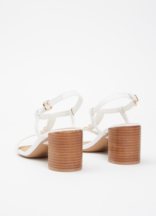 Dune London Josina sandalette van leer met kettingdetail  - achterkant wit