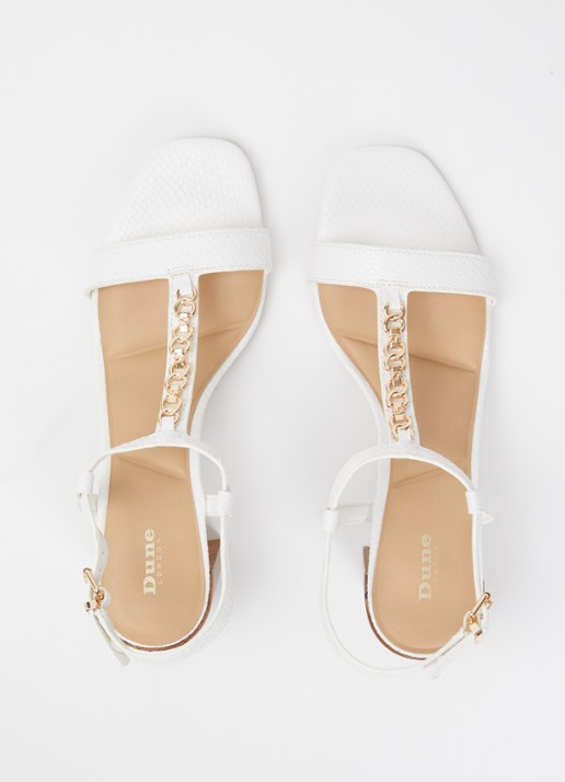 Dune London Josina sandalette van leer met kettingdetail  - detail 3 wit