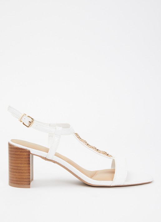 Dune London Josina sandalette van leer met kettingdetail