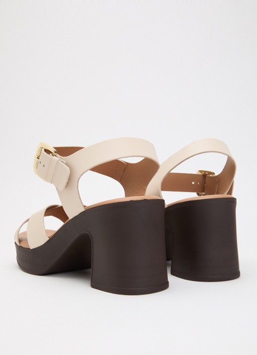 Dune London Judge sandalette van leer - achterkant 5 creme