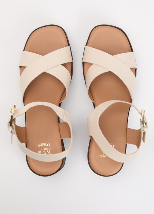 Dune London Judge sandalette van leer - detail 3 creme