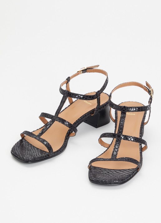 Dune London Justly sandalette met slangenstructuur - detail 3 zwart