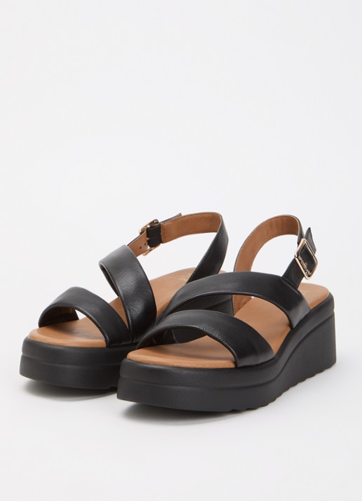 Dune London Karing sandalette van leer - detail 3 zwart