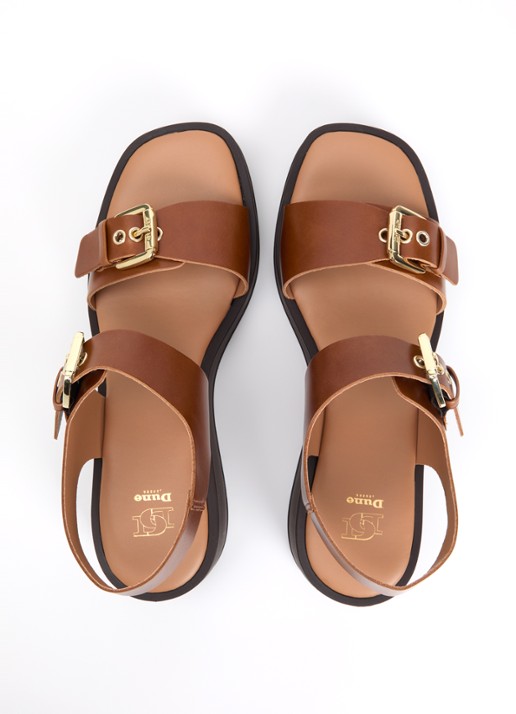 Dune London Karola sleehak van leer  - detail 3 cognac