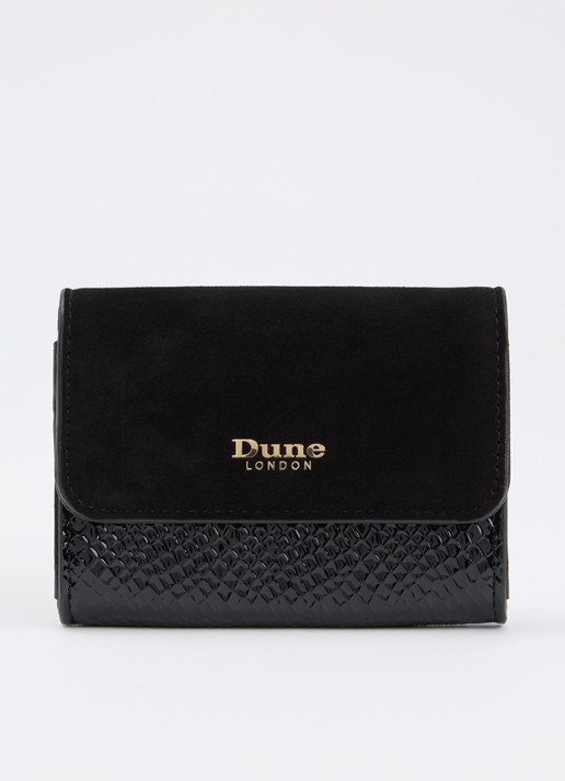 Dune London Kelsey overslagportemonnee met leren details - voorkant zwart