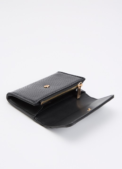 Dune London Kelsey overslagportemonnee met leren details - voorkant 2 zwart