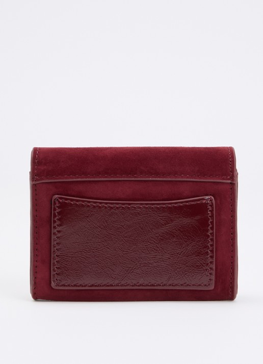 Dune London Kelsey overslagportemonnee met leren details - achterkant bordeauxrood