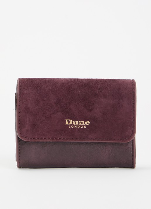 Dune London Kelsey overslagportemonnee met leren details - voorkant 2 aubergine